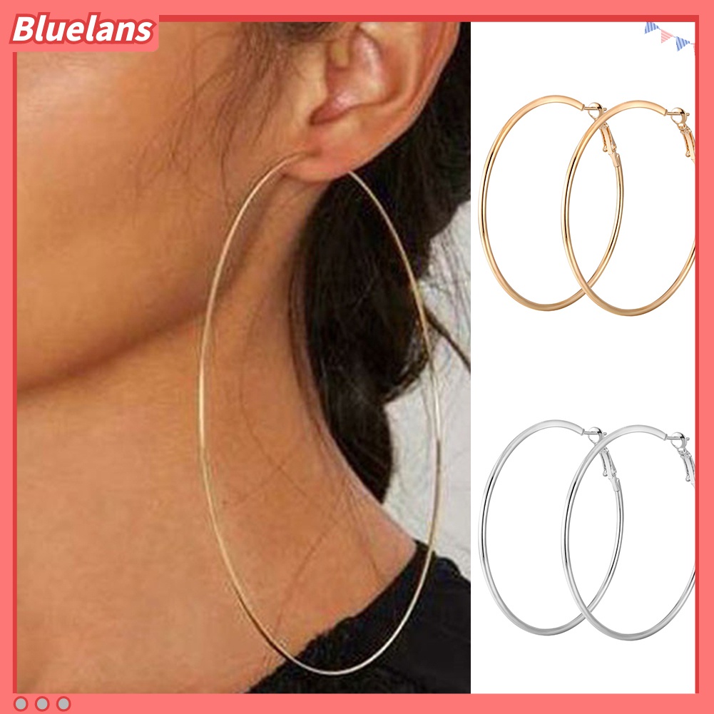 Anting Hoop Bentuk Lingkaran Besar Model Hollow Untuk Wanita