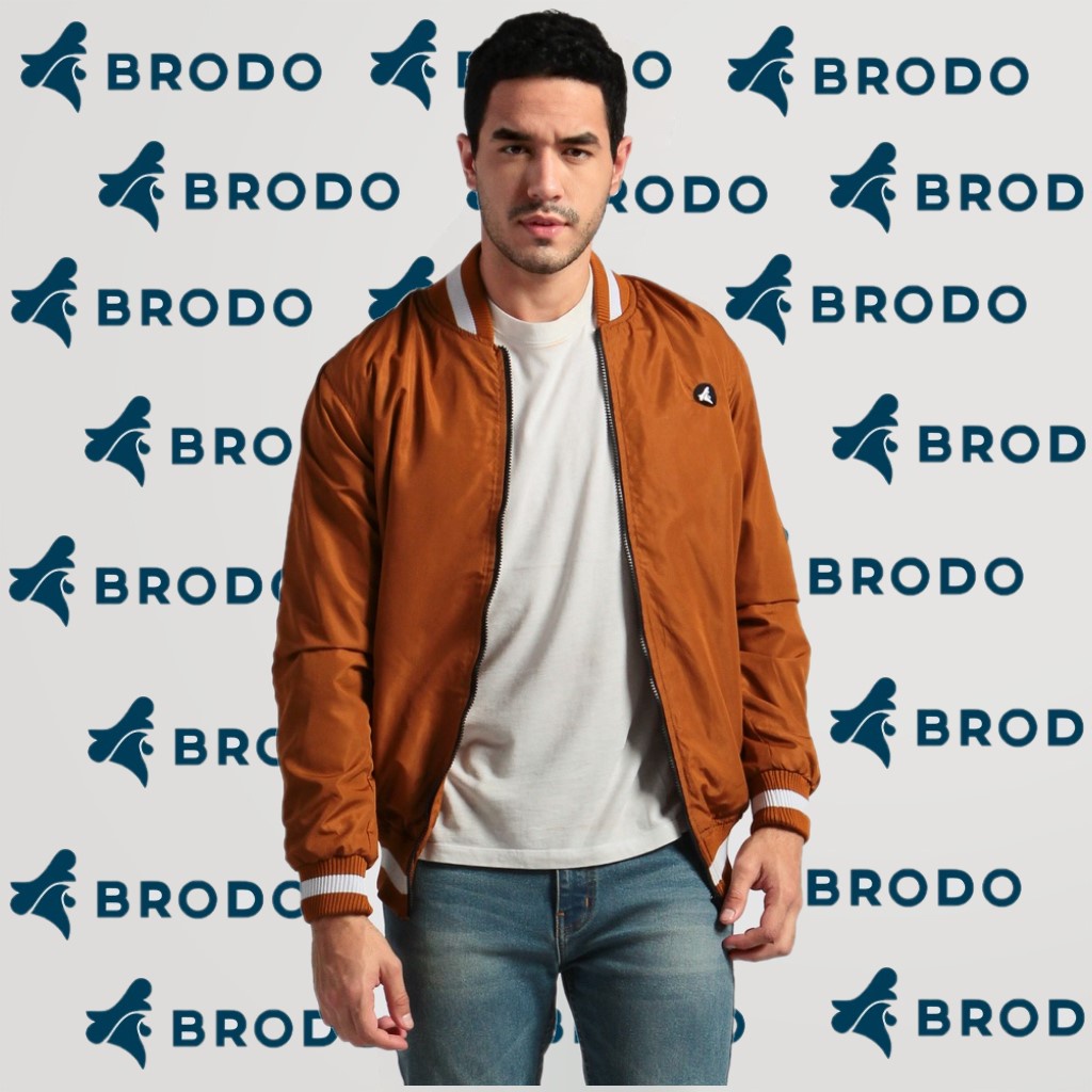 JAKET PRIA KEREN BRODO ORIGINAL - Jacket Bromb Varsity Jacket Brown