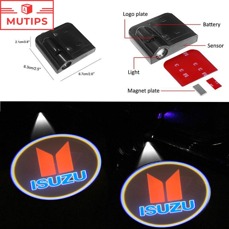 Isuzu 2Pcs Lampu Proyektor Welcome Pintu Mobil Wireless Untuk Mux Trooper MU7 TFR Panther Elf Traga Crosswind Panther Sportivo Dmax Nmr71