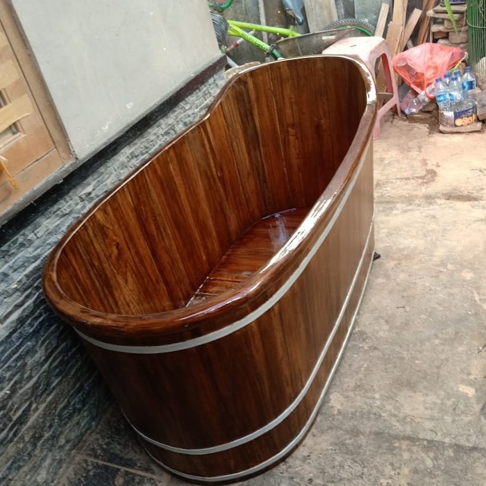 Bathtub Kayu Jati P150cm finishing glossy