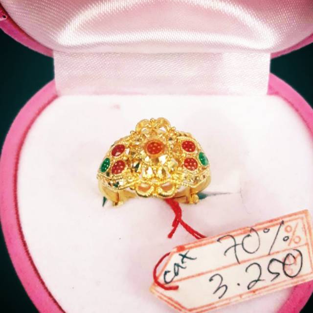 CC223M177M cincin dubai emas kuning mekkah arab perhiasan antik gold model ongsrot kadar 70% asli