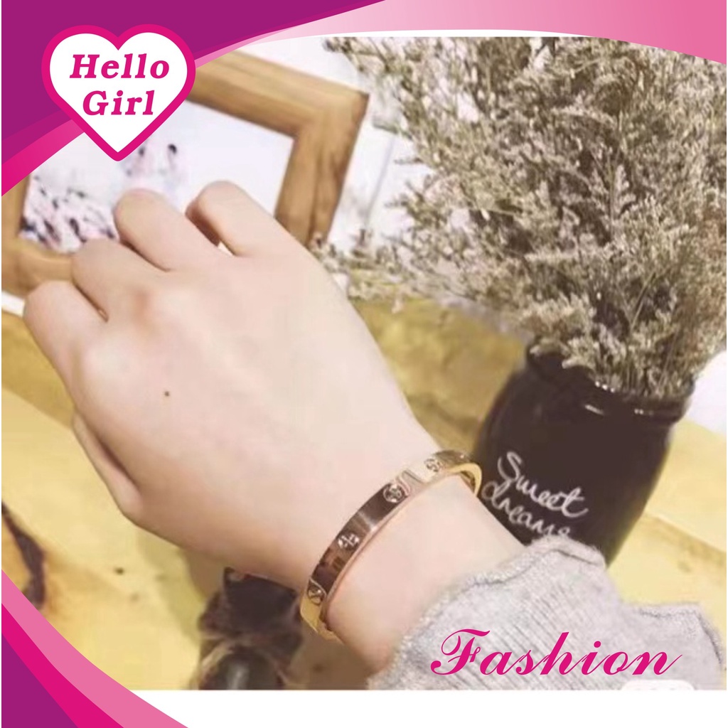 (Hello Girl)G06 Gelang Tangan Bulat Dazzling Diamond Tanam Wanita Import