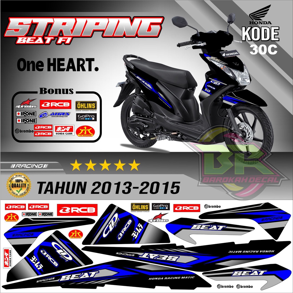 Striping Beat Fi 2013-2016 Stiker Lis Motor Beat Variasi kode 30