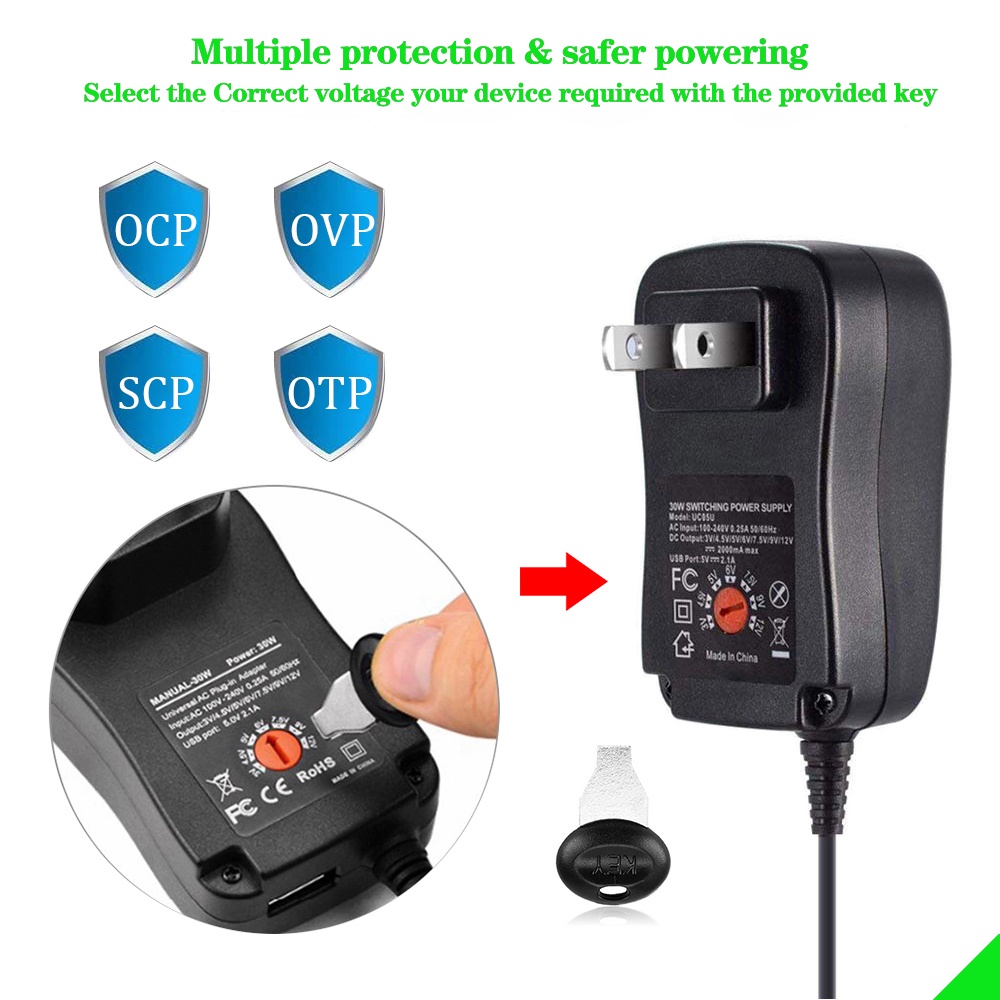 universal ac adapter reversible polarity