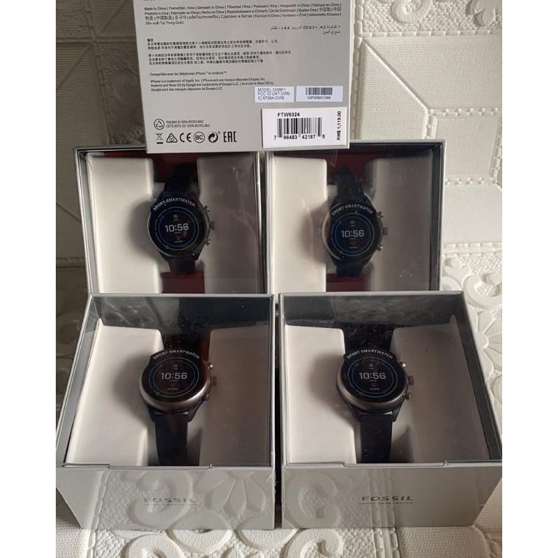 FOSSIL SPORT SMARTWATCH FTW 6024 BLACK RUBBER