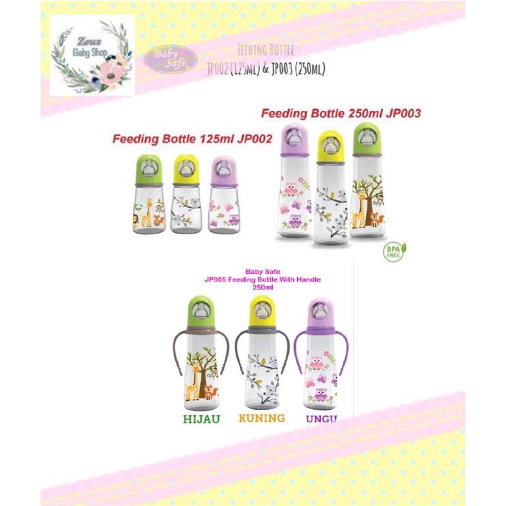 Baby Safe botol susu JP002 JP003 JP005 gagang Feeding Bottle 125ml / 250ml - zeus