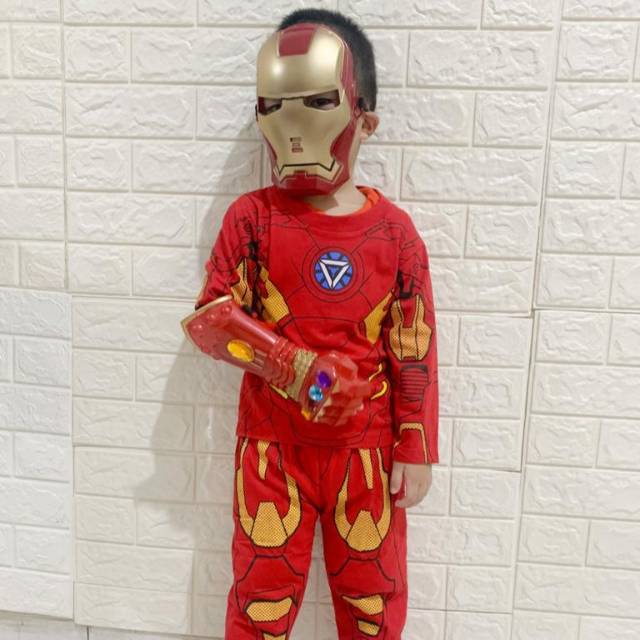 Kostum baju anak iron man tangan thanos infinithy war kostum iron man gratis topeng