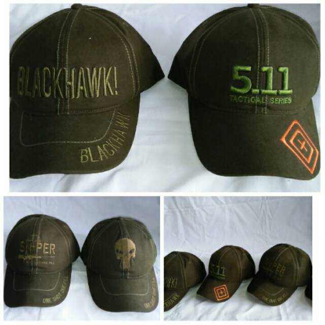 Topi tactical,glock,511,emerson,sniper,blackhawk black&amp;green army kanvas sueding full bordir