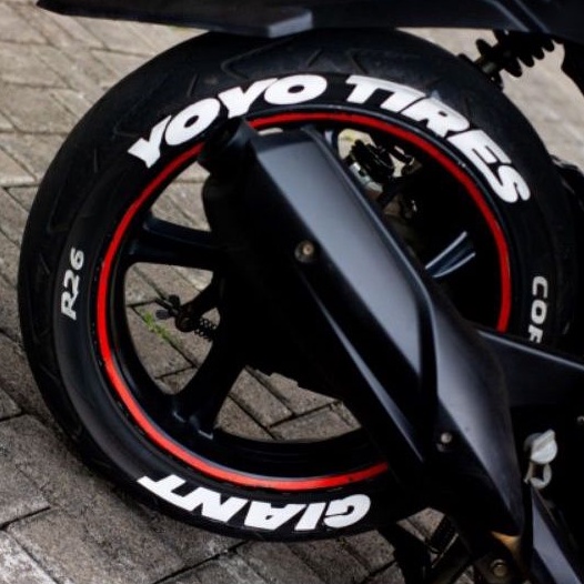 Sticker Ban Motor BUKAN SPONS (Leather) Free lem, sarung tangan, kertas gosok. Tire Bomb / Font Ban