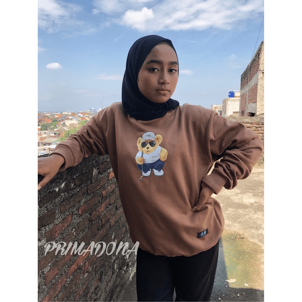 crewneck sweater wanita flece ori terbaru L XL XXL