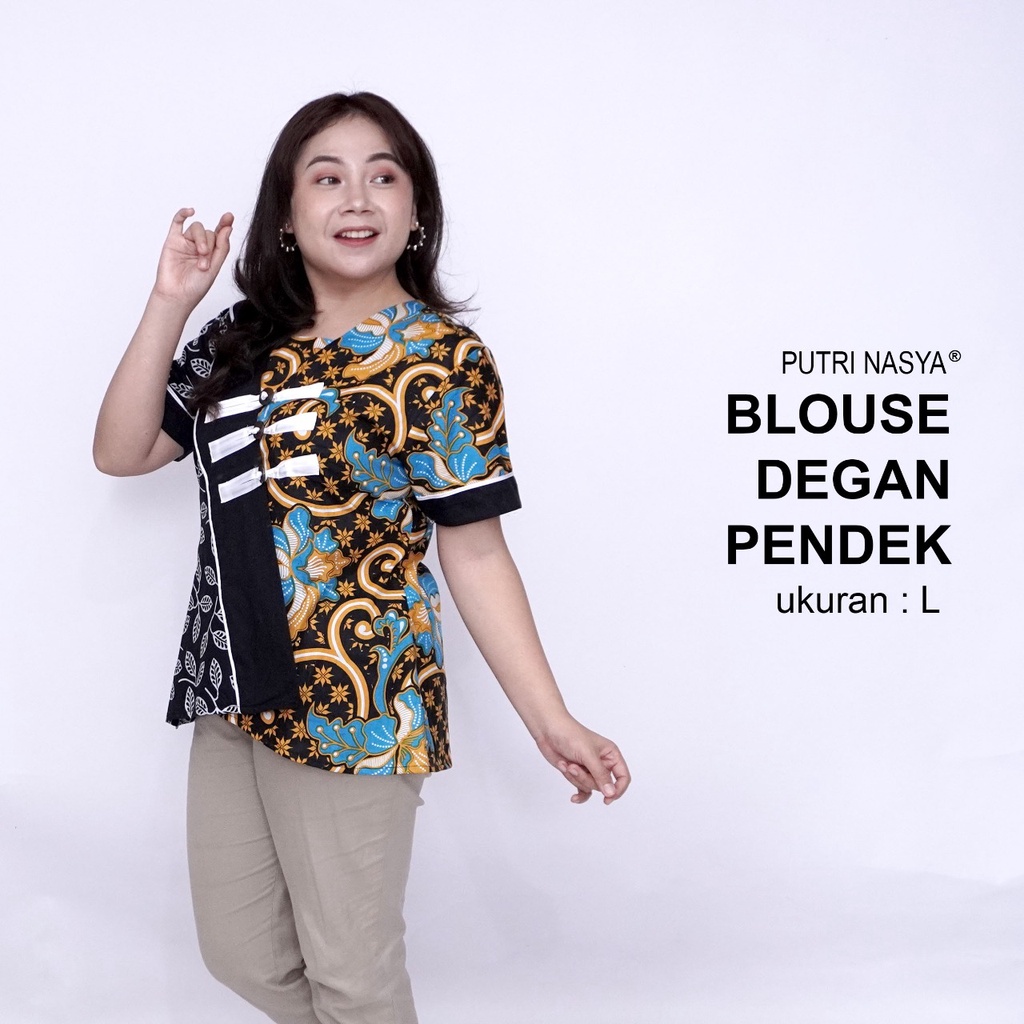 Atasan Batik Jumbo Wanita Kerja Blouse Big Size Batik Wanita S-M-L-XL-2L-3L-4L-5L-6L-7L Blus Jumbo Kerja Seragam Batik / Atasan Batik Kantor Model Terbaru / Pakaian Batik Kekinian Bahan Katun Formal LD 140 / Pakaian Super Big Wanita