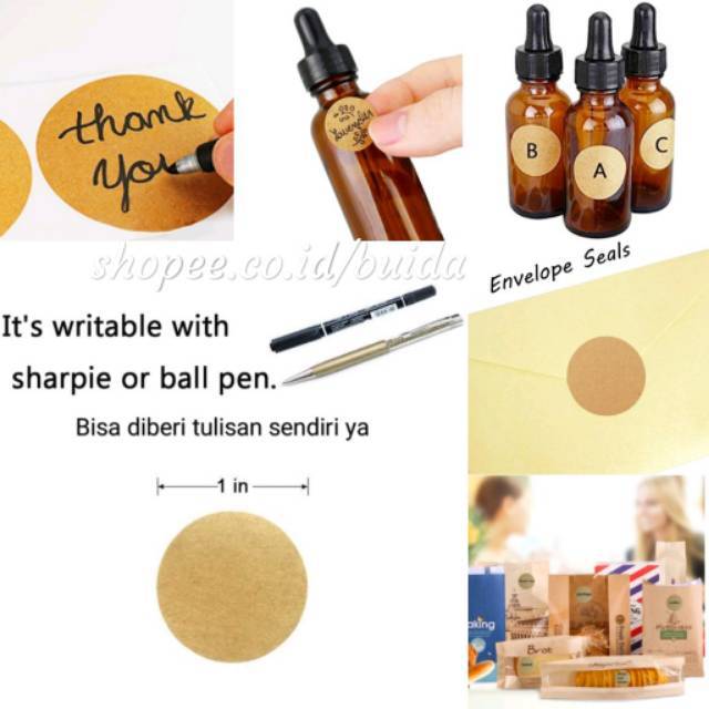 

Label Sticker bulat polos blank round stiker segel kemasan bisa ditulisi sendiri packaging sealer