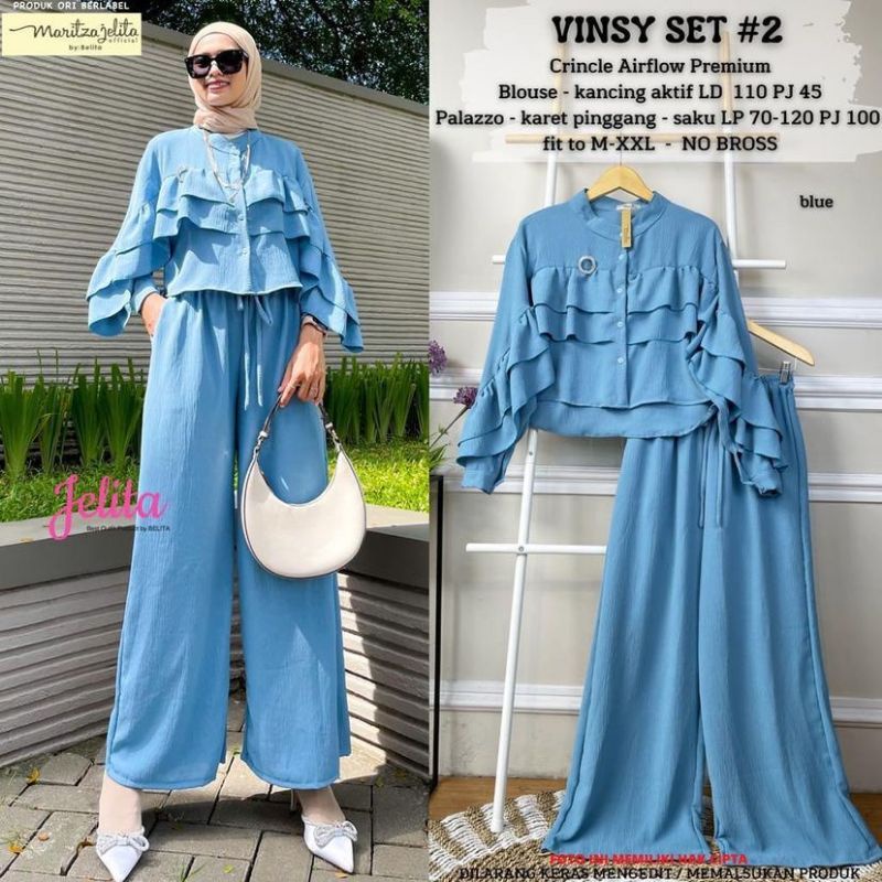 Fashion Muslim, Stelan Celana, Fashion Wanita, One set.  Vinsy Set