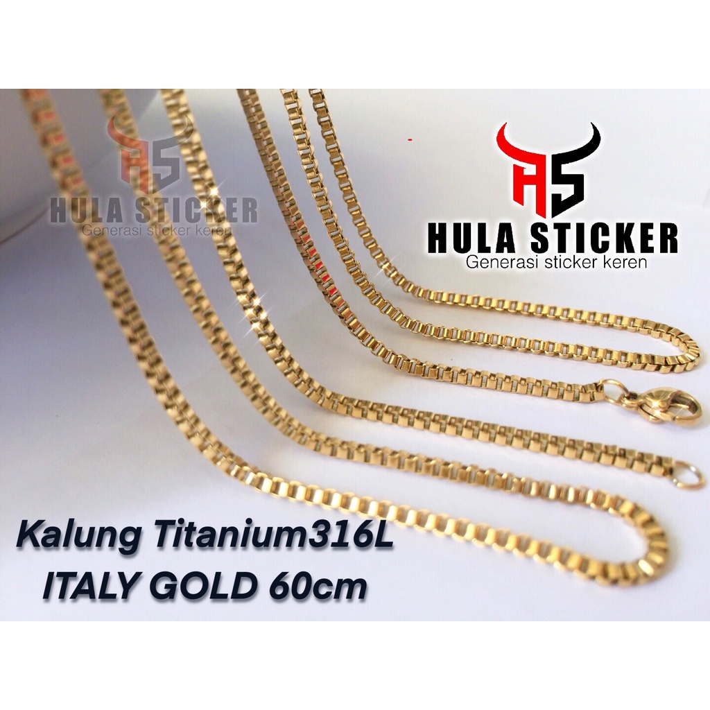 [40CM - 75CM] Kalung Titanium Pria Wanita Stainless Steel 316L ITALY KOTAK Kalung Anti Karat - Rantai Kalung Pendant