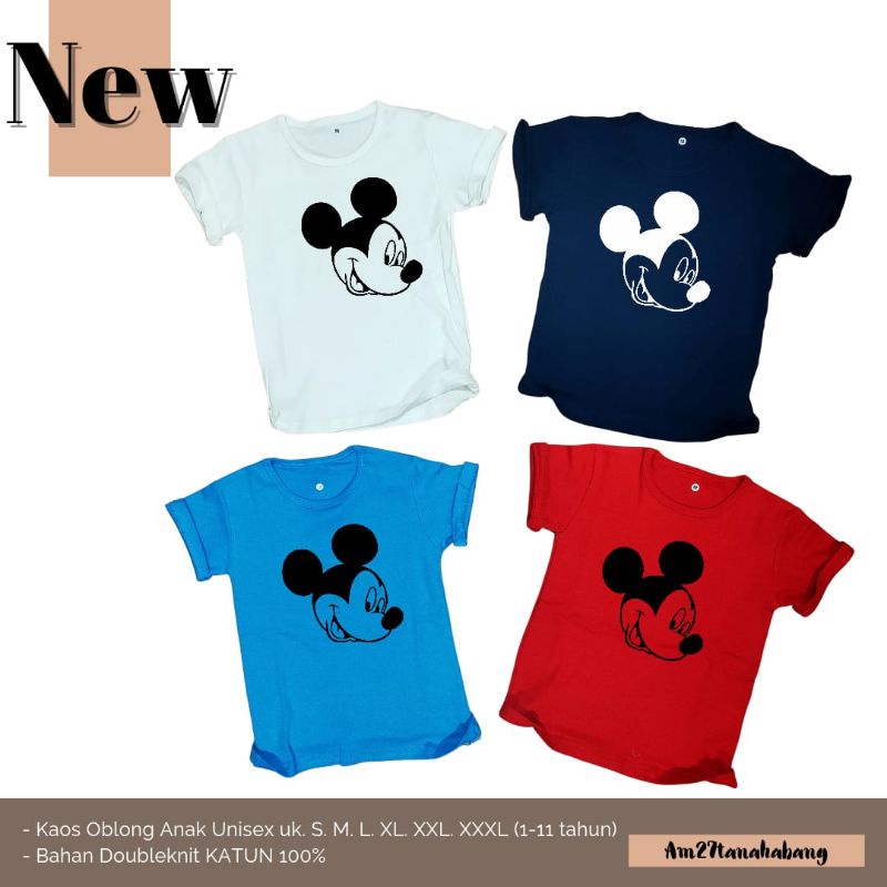 KAOS OBLONG ANAK 1-9 Tahun 100% KATUN Doubleknit MOUSE