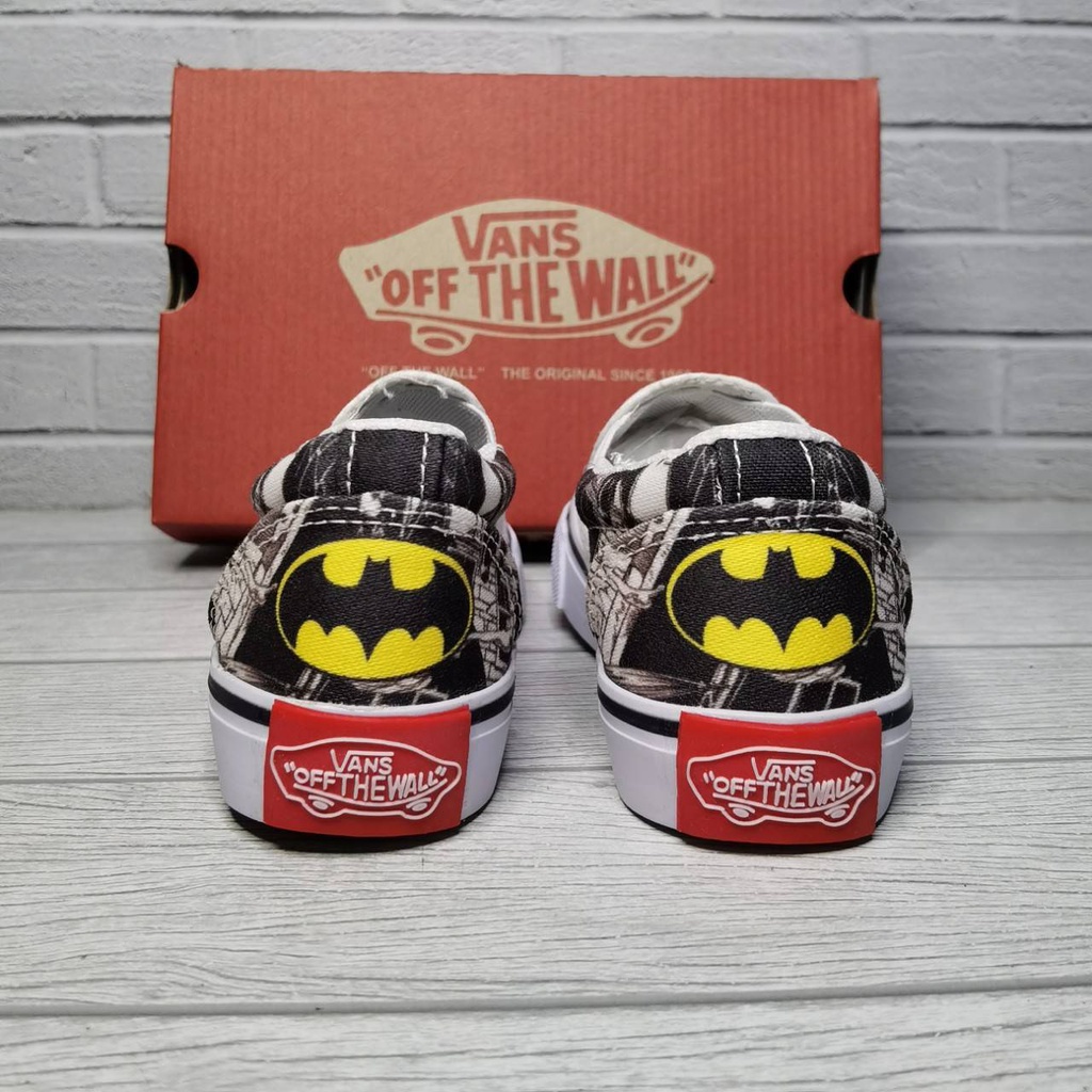 Sepatu Sneakers Anak / Kids Vans Slip On / Velcro Motif - Mickey Mouse / Moma / Pony / Crazy World / Simpsons / Batman