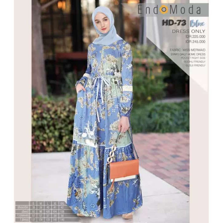 Gamis Endomoda Terbaru Home Dress HD 73 Motif Floral