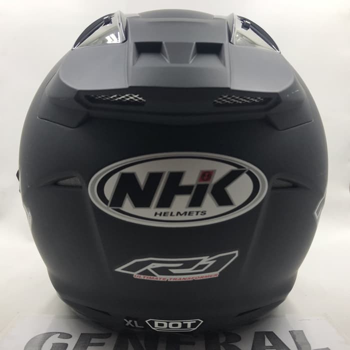 Helm NHK R1 Solid Black Doff Hitam Dop Double Visor Half Face - Helem Motor SNI DOT Touring Dewasa Pria Wanita Cewek Cowok Helmet Keren Terbaru Original-4