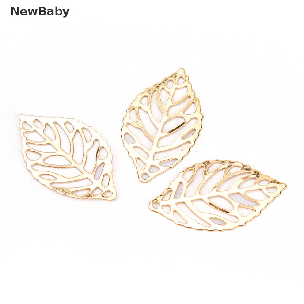 50pcs Liontin Daun Hollow Bahan Metal Untuk Membuat Perhiasan DIY