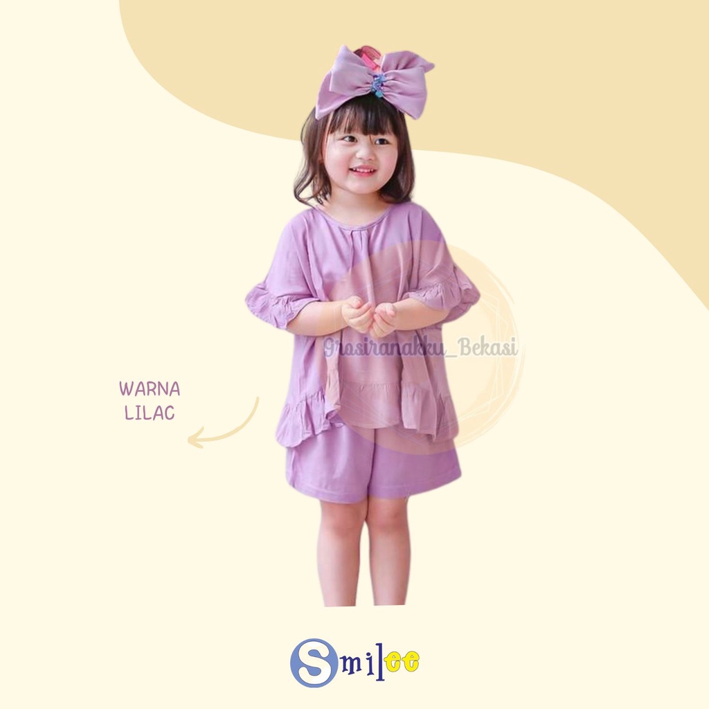 Setelan Anak Rayon Pendek Smilee Polos Freya Mix Warna SIze 1-5Thn