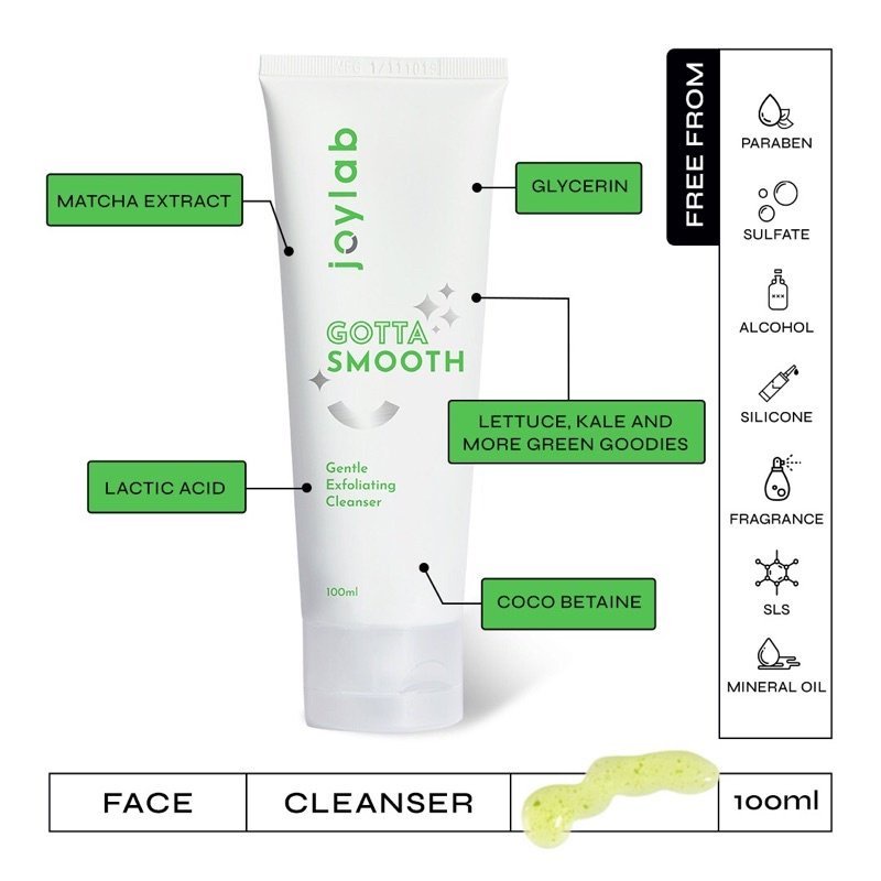 Joylab Gotta Matcha/Smooth Facial Wash/Exfoliating Cleanser (100ml)