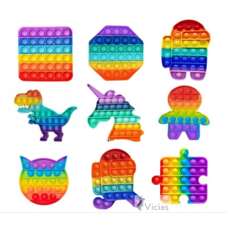 POP IT MURAH RAINBOW UNICORN Fidget Push Pop Its Fidget Toy Push Bubble Kids
