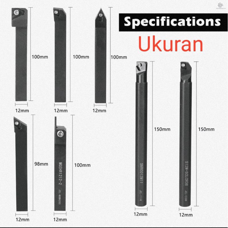 Holder bubut lengkap gagang mata bubut lengkap 12mm