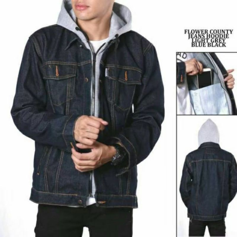 Jaket Hoodie Denim Pria JAKET ARIEL HOODIE DENIM SANDWASH
