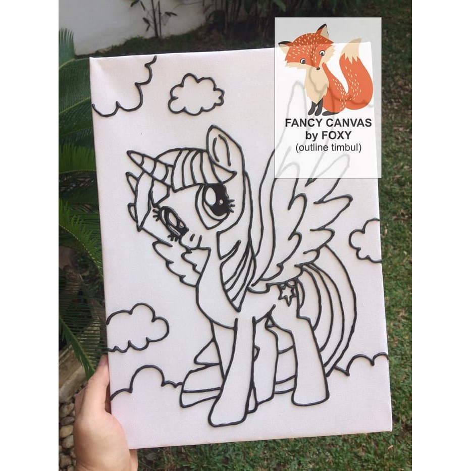 

BARU KANVAS LUKIS ANAK OUTLINE TIMBUL GAMBAR - PRINCESS TWILIGHT SPARKLE -- LITTLE PONY ALAT MELUKIS