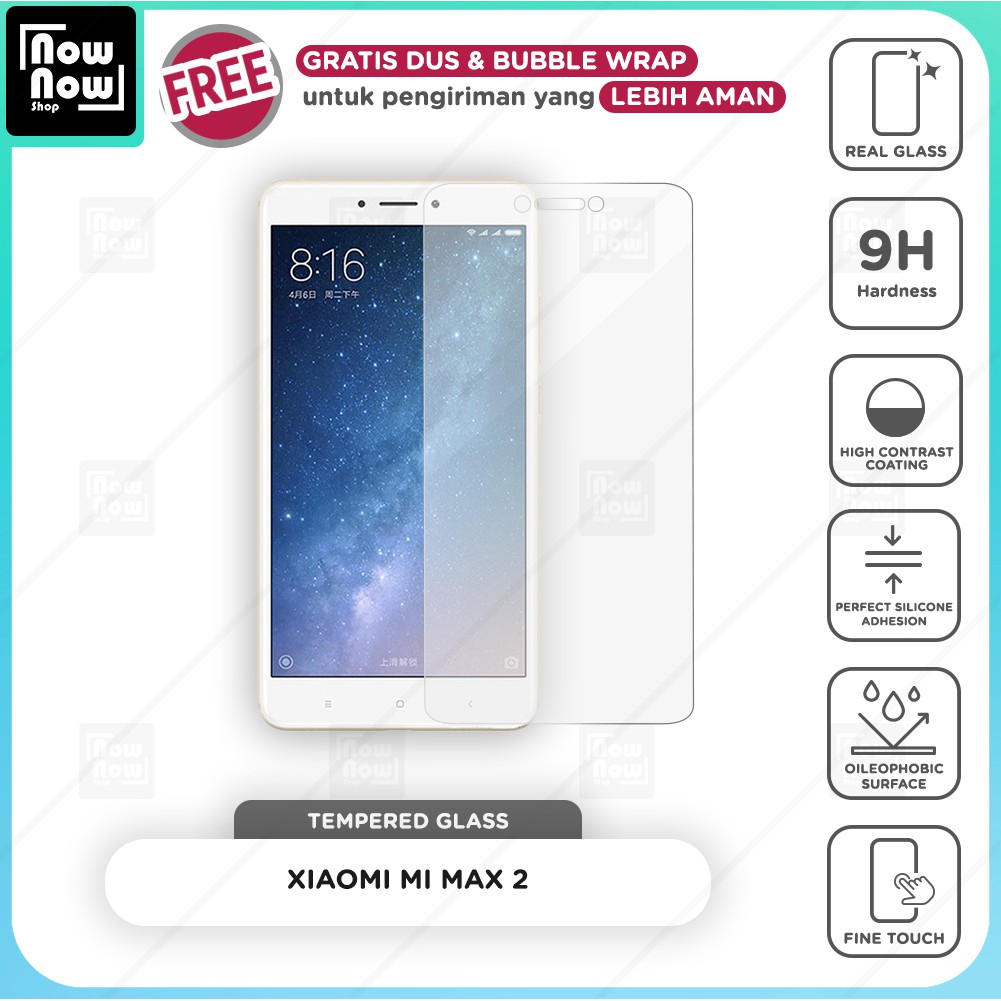 Tempered Glass Anti Gores Xiaomi Mi Max 2 Screen Guard Protector 9H Kaca Temperglass