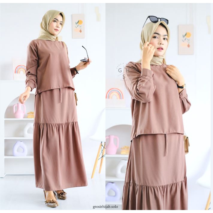 (MSB) ONE SET VERO BLOUSE DAILY KEMEJA ROK SET WOLFIS