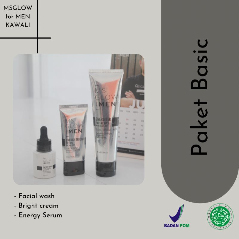 Paket Basic MS Glow Men Set Original BPOM Skincare Perawatan Kulit Wajah Pria Premium By Msglowgrosir_kawali