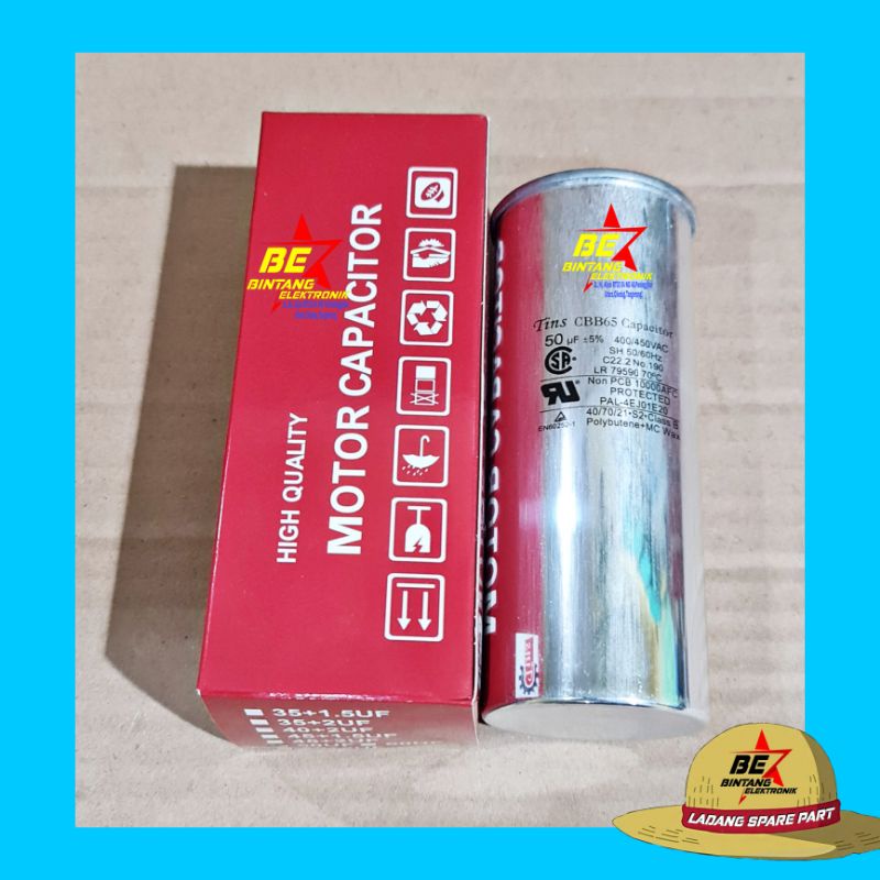 TINS KAPASITOR AC 50 MIKRO CAPASITOR AC 50UF CAPASITOR AC 50 UF 400 /450 VAC