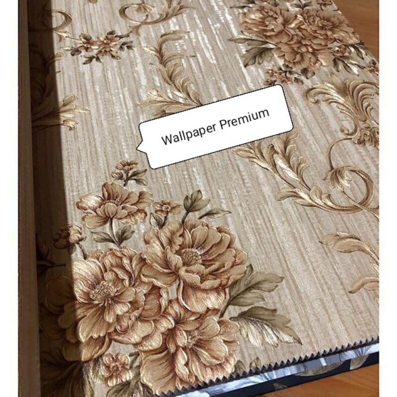 Wallpaper Dinding Bunga Shabby Klasik 3D Ungu Pink Biru