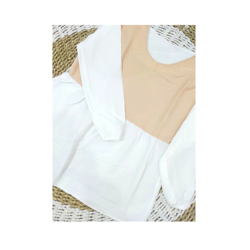 Arde top blouse / atasan blouse meyuna 2tone / atasan wanita dua warna