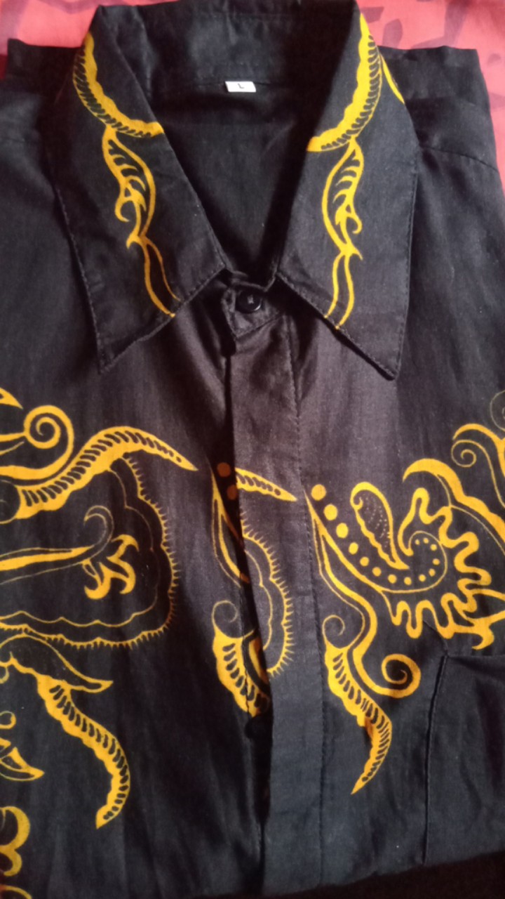 Baju Batik Ukiran Kuning.kemeja Asli Fashion