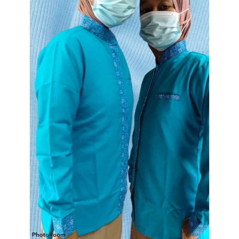 Baju kerja perempuan/baju kantor custom bordir/seragam karyawan kombinasi batik/kemeja wanita batik