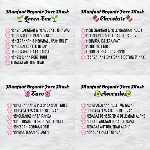 Masker organik Alami tanpa bahan kimia