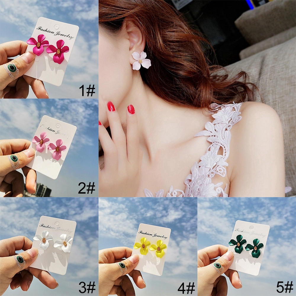 YEEZII Bohemian Flower Stud Earrings Korean Fashion Solid Color Petals Jewelry Drop Earring Summer Accessories