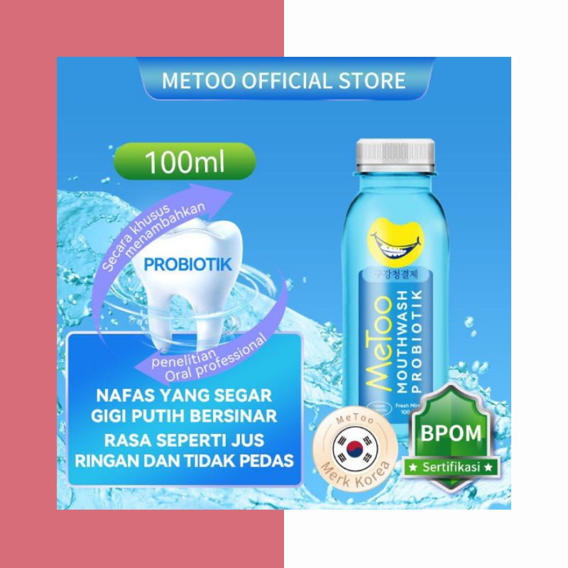 OBAT KUMUR METOO / METOO MOUTHWASH FRESH MINT / OBAT KUMUR PROBIOTIK / PENYEGAR MULUT BPOM 100ML/250ML