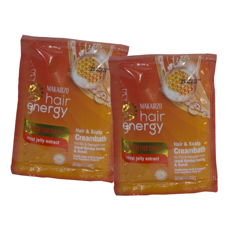 ✿ELYSABETHME✿ 【﻿ＭＡＫＡＲＩＺ ' Ｏ】 makarizo 60 ml hair energy creambath masker rambut sachet besar hairmask anti rambut kering bercabang dengan royal jelly