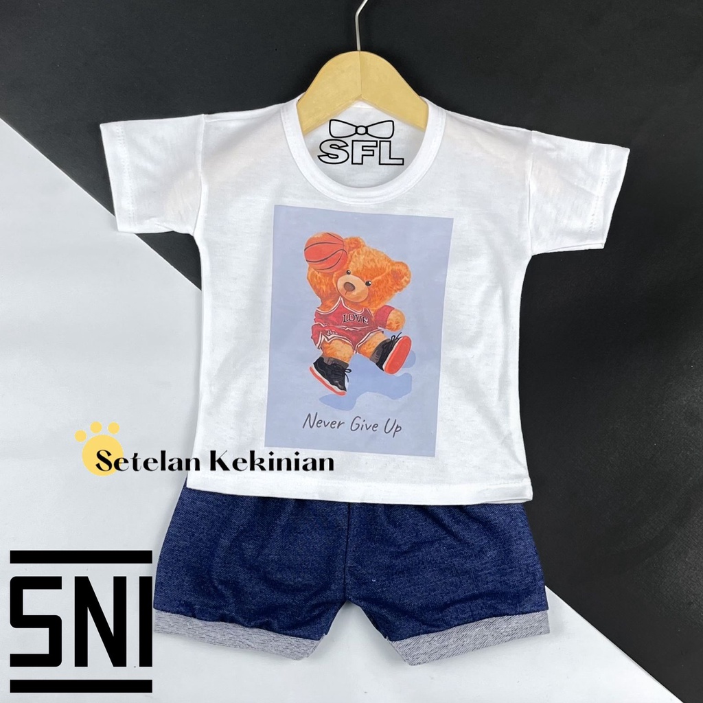 [BERUANG SERIES] Setelan Anak Laki Laki 0-12bulan Gambar Beruang Lucu Hewan Animal Set Baby Boy Keren Murah