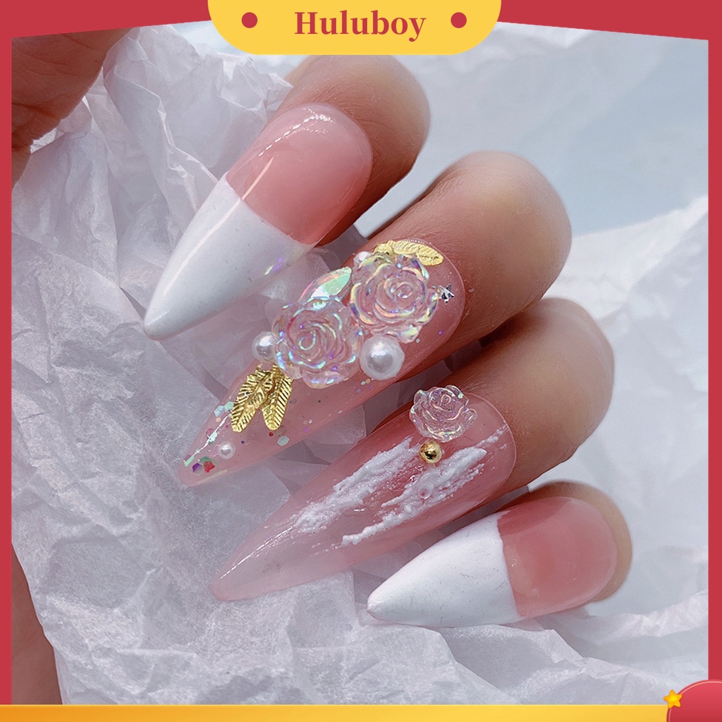 Huluboy Huluboy♡ 1 Kotak Ornamen Bunga Camellia Putih Mini Bahan Resin Untuk Dekorasi Nail Art