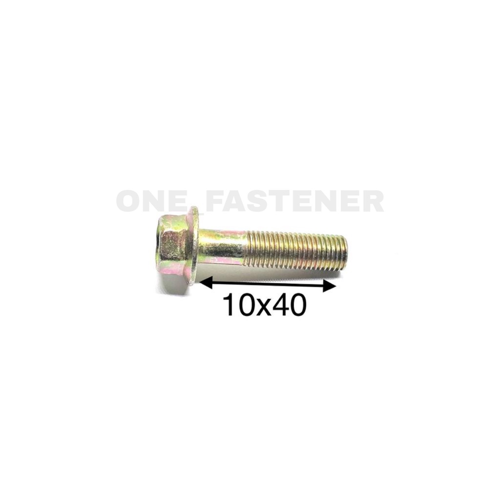 Baut Flange Bolt M10x40 Kuning 1.25 topi 4cm 10mm shock kunci 14 m10