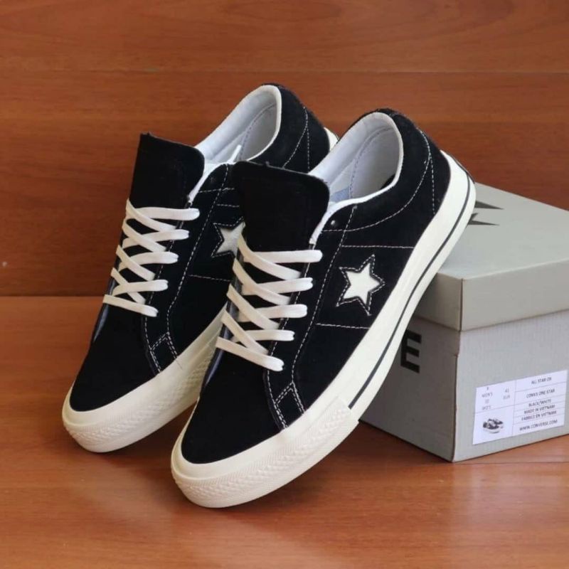 GRADE ORIGINAL MADE IN VIETNAM CONVERSE ONE STAR BLACK WHITE