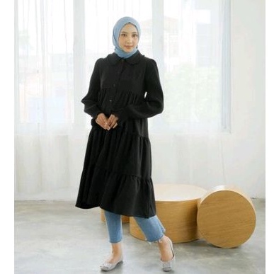 Tunic Rampel | Midi Dress | Tunik Susun 3 - Omeera Tunic ( lady zara kombinasi plisket)