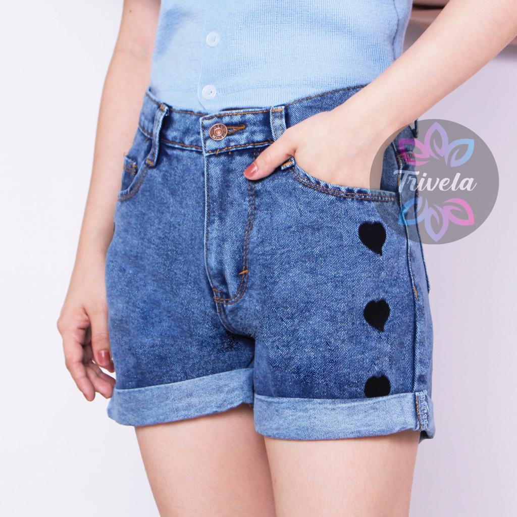 Celana Pendek Love Lipat / Summer Love / Hotpants Love / Highwaist Hotpants Jumbo