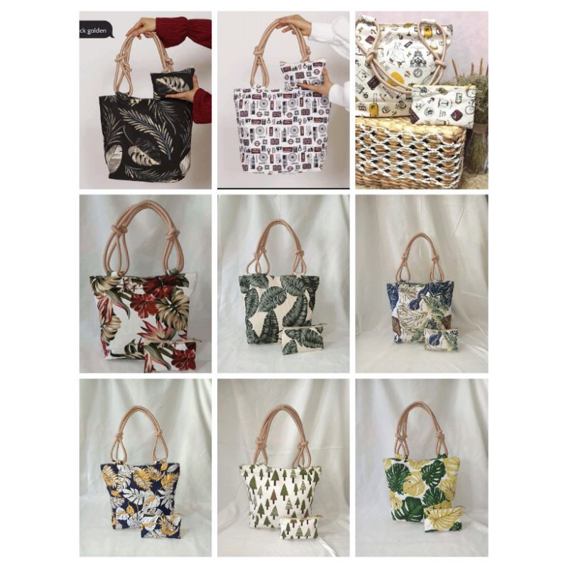 Tote bag tali sumbu // tas kanvas // Tote bag tali sumbu + pouch ( Dompet)