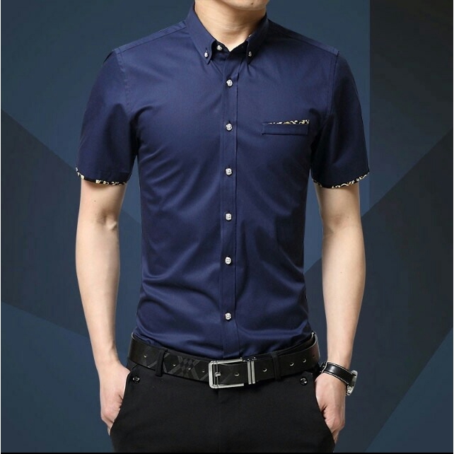 Kemeja Pria JIRO / Bahan Katun / Lengan Pendek / Kemeja Polos [ Size M L XL ]