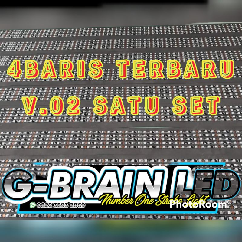 SATU SET TINGGAL PASANG STROBO INDONESIA 4BARIS TEKS 12V-24V NEW